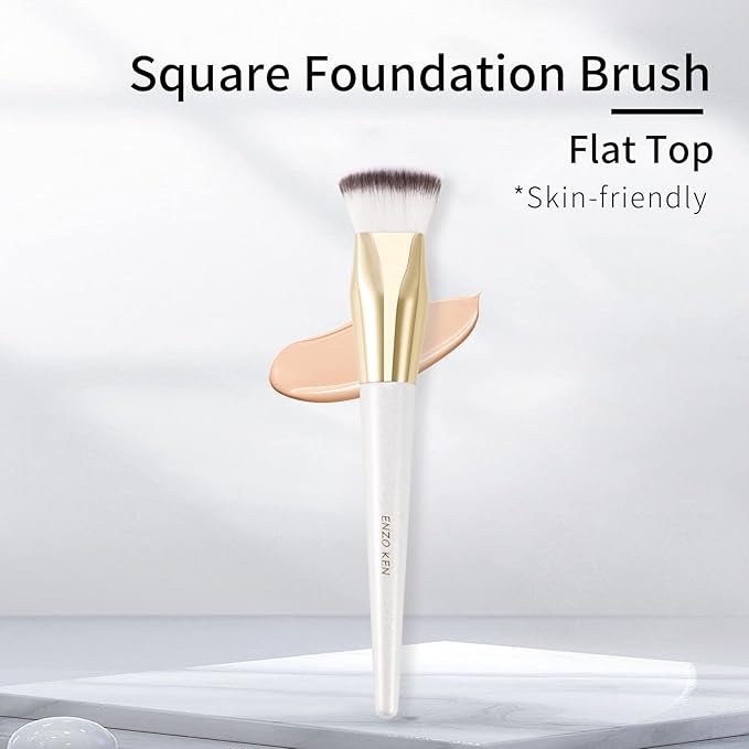 Square Foundation Brush for Liquid Makeup, Flat Foundation Brush, Flat Top Liquid Foundation Brushes, Flat Makeup Brush, Liquid Foundation Makeup Brush, Cream Contour Brush for Cream Makeup.