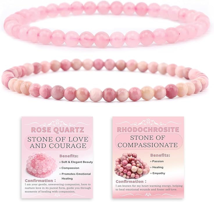 NCB 2.3-Piece 4mm Natural Crystal Gemstone Stretch Bracelets – Handmade Reiki Energy Healing Jewelry for Meditation,Yoga, Unisex