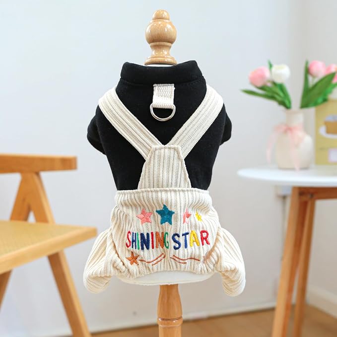 Dog Stylish Overalls Comfortable Puppy One Piece Outfits Summer Bib Overalls for Small Dogs Cute Pet Jumpsuit Onesie Chihuahua Yorkies Birthday Holiday Clothes Costume