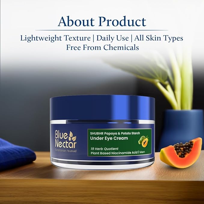 Blue Nectar Shubhr Under Eye Cream for Dark Circles with Papaya, Potato Starch & Niacinamide | Best Under Eye Cream for Men | Eye Cream for Dark Circles & Wrinkles (18 Herbs,15g)