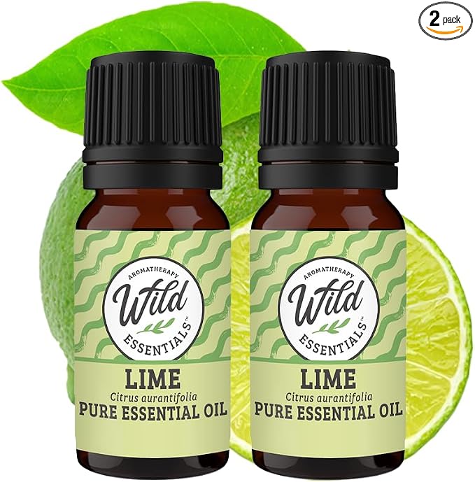 Wild Essentials Lime 100% Pure Essential Oil - 10ml, Therapeutic Grade, Made and Bottled in The USA, 2 Pack
