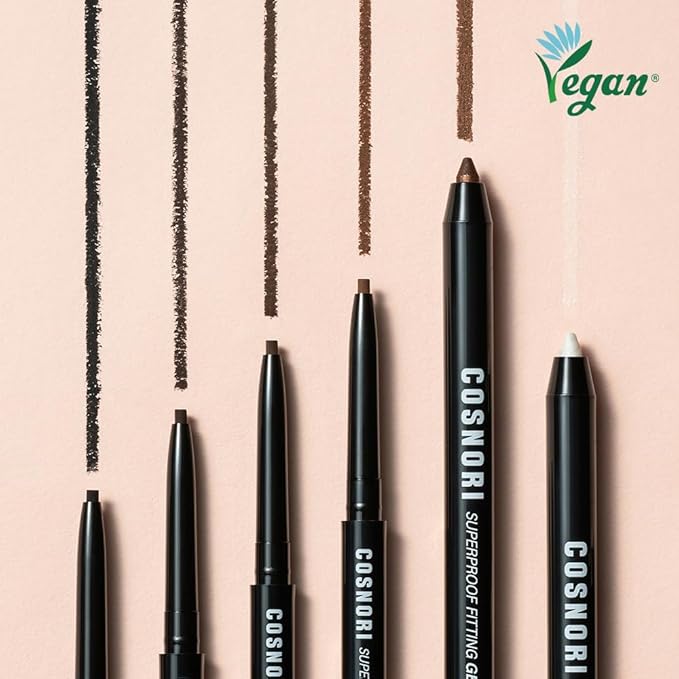 COSNORI Super Proof Fitting Gel Eyeliner 01 Vivid Black - Smudge-Proof, Longwear Eyeliner Pencil, Soft Drawing 2mm Ultra-Slim Pencil, Waterproof, 0.004oz (0.13g)
