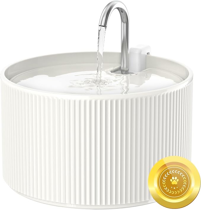 Wonder Creature Ceramic Cat Water Fountain 2.2L/74oz (White) | Quiet Pet Fountain with BPA-Free Ceramic Material, Triple Filtration System, Easy Cleaning Design for Cats and Dogs