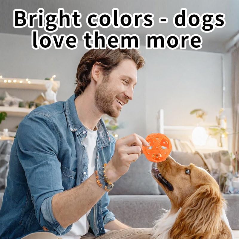 Dog Ball Toy with Bell for Small Dogs& Puppy, Small Dog Ball for Boredom Relief & Teething, TPR Chew Resistant Interactive Fetch Toy.