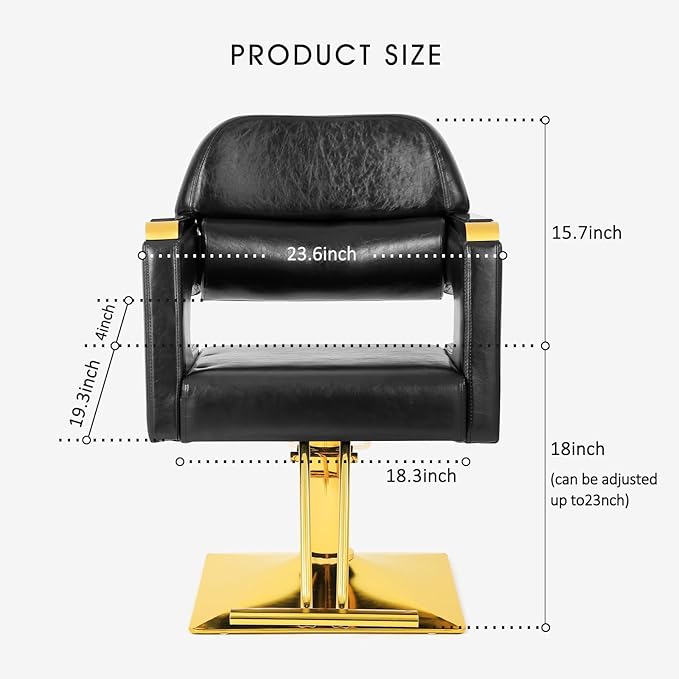 Artist hand Barber Salon Chair, Hair Stylist Chair with Heavy Duty Hydraulic Pump, 360 Degree Swivel, Spa Beauty Equipment Max Load Weight 330 Lbs, Black and Gold