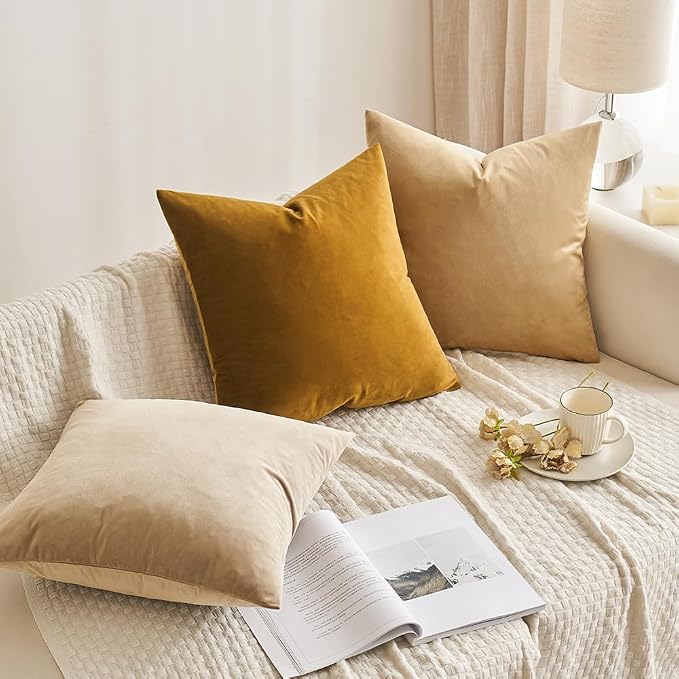 MIULEE 12x20 Inch Lumbar Velvet Throw Pillow Covers Mustard Yellow | Pack of 2 Soft Solid Decorative Pillow Covers, Modern Luxury Home Decor, for Chair Couch Sofa Bedroom Livingroom