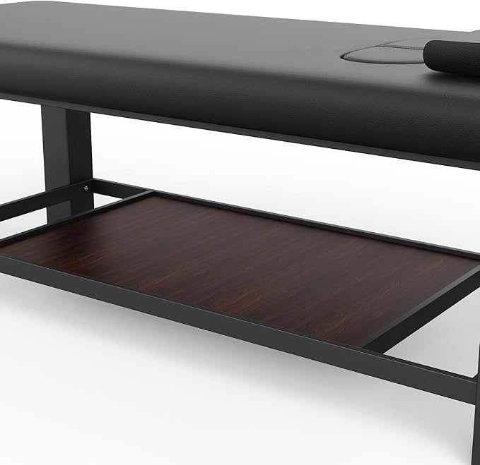 Olela 31.5 Wide Stationary Massage Table - Heavy Duty Massage Table with Fixed Backrest and Large Storage Space, Spa Table with Pu Leather and Meatal Farme for Spa, Massage, Tattoo and So On
