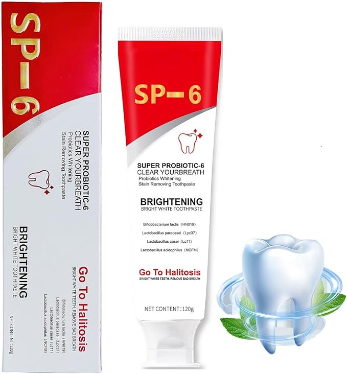 Ginaday Sp-6 Ultra Whitening, Sp-6 Probiotic Ultra Whitening Toothpaste Promotes Healthy Teeth Fresh Breath Stain Removing.(1 Pcs)