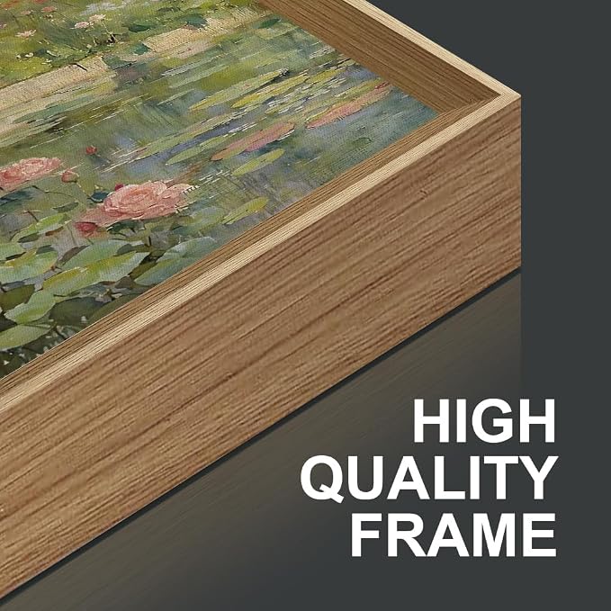 FWIEXA Monet Framed Canvas Wall Art Set, Impressionist Floral Garden Wall Decor, 3 Piece Claude Monet Botanical Artwork, 16x24 Inches Nature Landscape Prints for Living Room, Bedroom