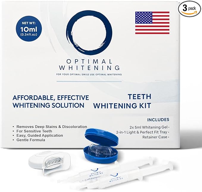 Optimal Whitening Teeth Whitening Kit | Custom-Fit Trays & Brightening Gel | Removes Deep Stains for Radiant Smile | Gentle Teeth Whitener | Personal Care Product for Self Care & Hollywood Results
