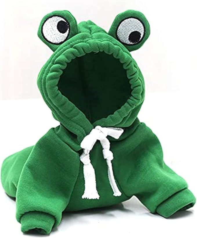 Warm Dog Winter Clothes Cute Dog Coat Hoodie, Green, XS | Fleece Pet Dog Frog Shaped Costume Jacket for French Bulldog Chihuahua Pug Boston Terrier Dachshund Greyhound Ropa Para Perro