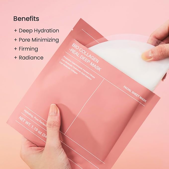 BIODANCE Collagen Pink Glow Trio: Collagen Real Deep Mask & Toner Pads & Peptide Serum for Plumping Hydration, Firming, Korean Skin Care, Gifts for women, Skin Care Set