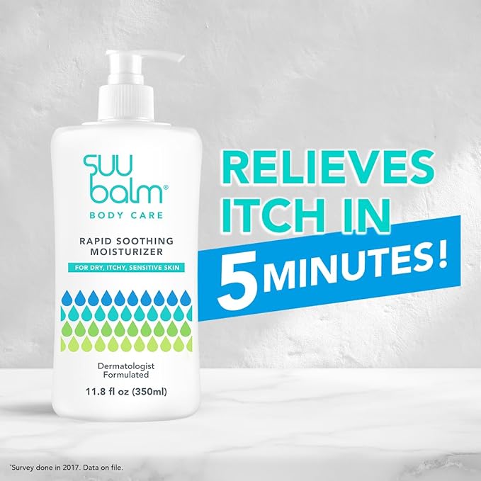 Suu Balm Intense Itch Relief Cream, Anti Itch Lotion for Sensitive Skin, Eczema, Psoriasis & Extreme, Very Severe & Dry Skin, Derm Formula, Menthol & Ceramides, 11.83 fl oz