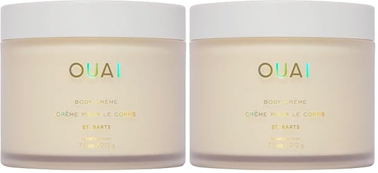OUAI Body Cream, St. Barts - Hydrating Whipped Body Cream with Cupuaçu Butter, Coconut Oil and Squalane - Softens Skin and Delivers Healthy-Looking Glow - Sulfate-Free Skin Care (7.5 Oz) (Pack of 2)