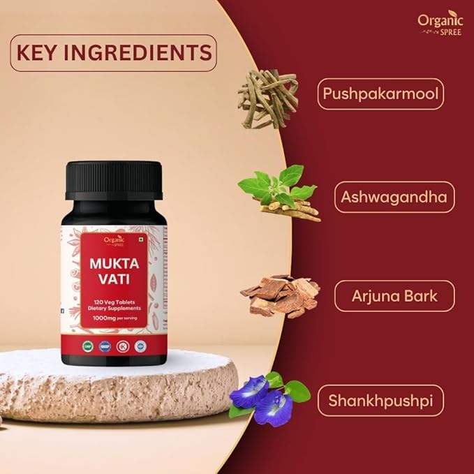 ORGANIC SPREE Mukta Vati 120 Tablets – Ayurvedic Blend – Supports Heart Health & Blood Pressure Balance* - Pack of 3