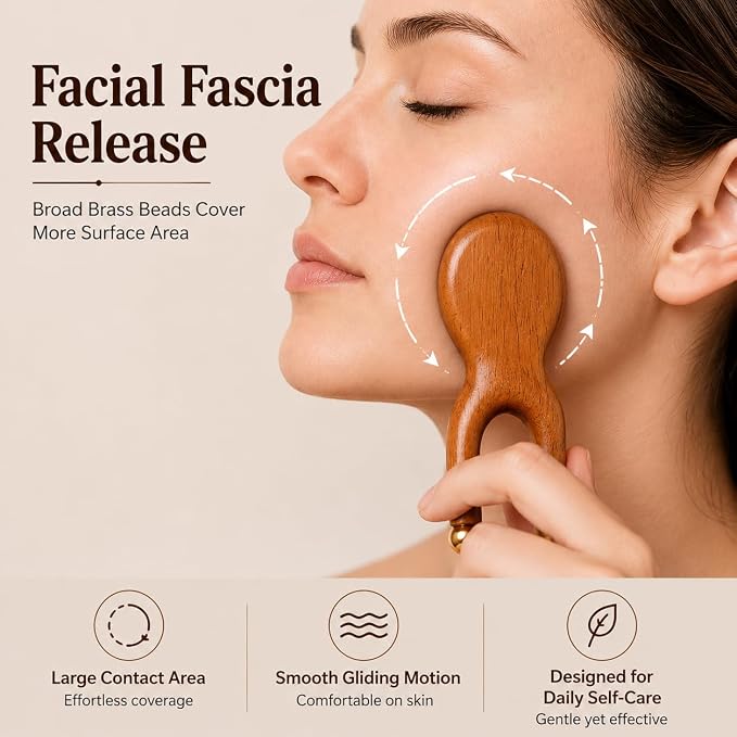Scarab Acupressure Tool, TMJ Relief Products Jaw Massage Tool, Wooden Pressure Point Massager for Facial Fascia Massage, Jawline, Face & Neck Relaxation, Facial Reflexology Tool