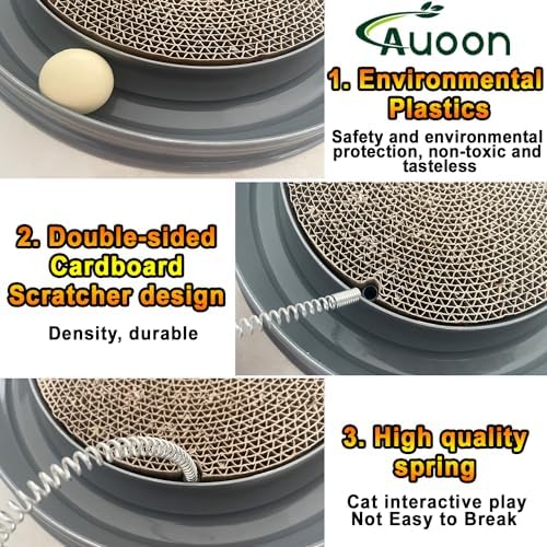 AUOON Cat Scratcher Toy with Ball Track for Indoor Cats and Kittens, Gray