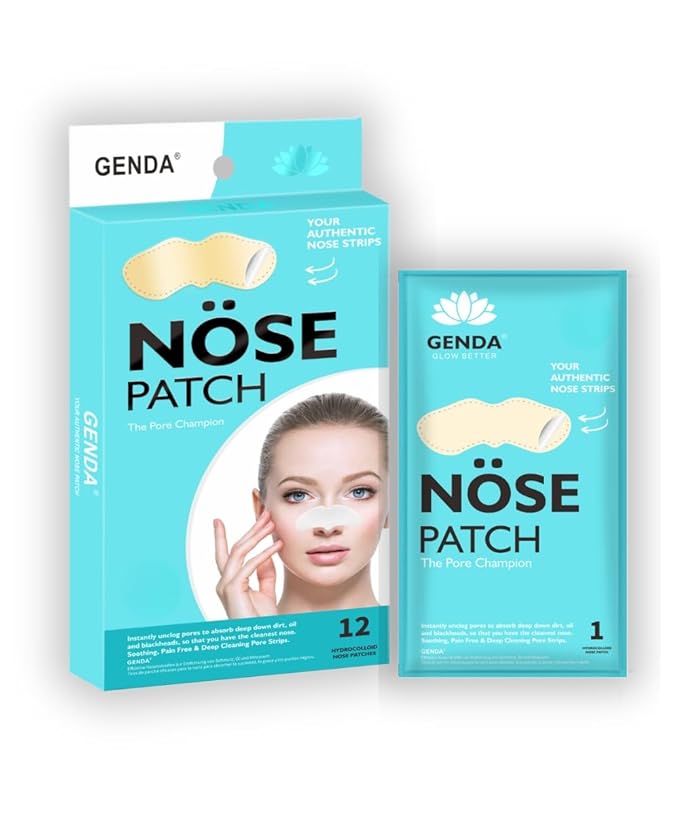 GENDA Blackhead Remover Nose Pore Strips for Deep Cleansing, Clears Black head and Instant Pore Unclogging - 12 Strips