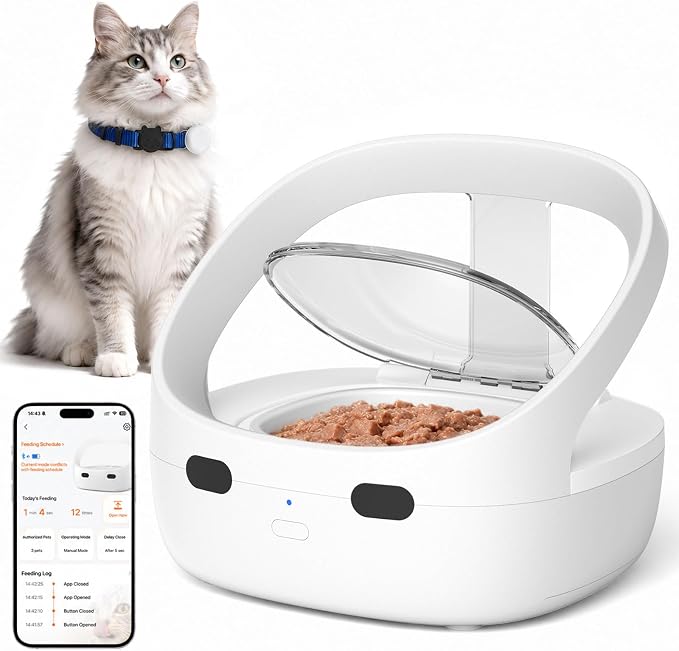 RFID Collar Cat Feeder for Multi-Cat Homes, Helps Reduce Stealing