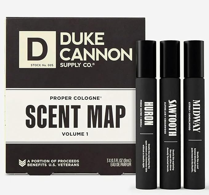 Duke Cannon Supply Co. Proper Cologne, 1.7 Fl Oz - Eau de Parfum for Men (0.9 Fl Oz, Sawtooth,Huron,Midway)