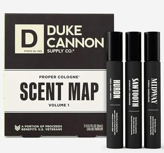 Duke Cannon Supply Co. Proper Cologne, 1.7 Fl Oz - Eau de Parfum for Men (0.9 Fl Oz, Sawtooth,Huron,Midway)