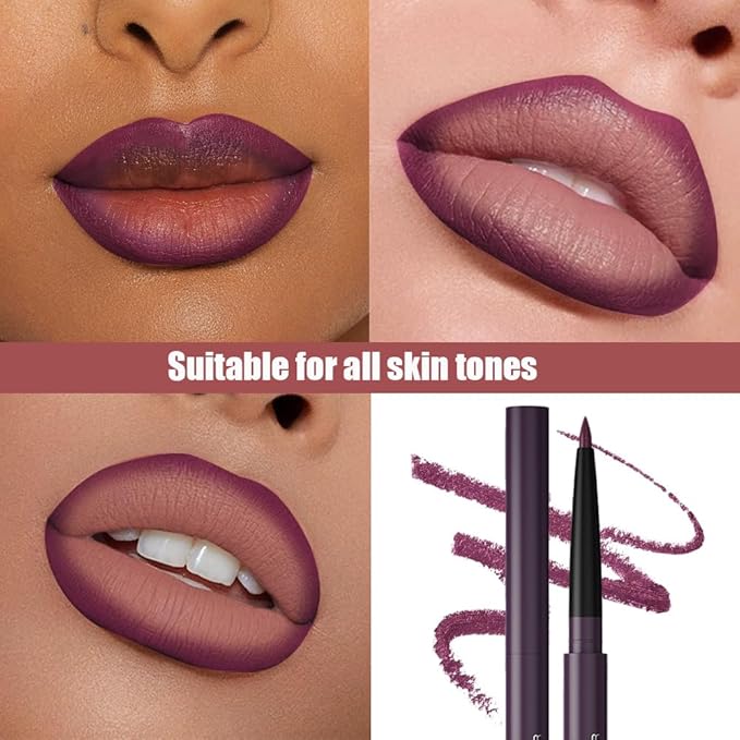 Gel Lip Liner Pencil for Women, Mauve Matte Long Lasting Lip Liner Lipstick 24 Hour, High Pigmented Lips Makeup Retractable Liners Waterproof Smudge Proof, Vegan & Cruelty-Free 08