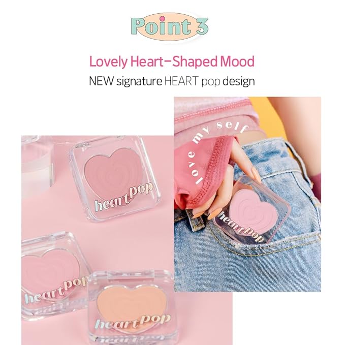 ETUDE Heart Pop Duo Blush, Sweet Beige Pink Cheek Colors, Natural Radiance & Glossy Finish, Layering Formula, Compact 0.2 oz – Lovely Frappe
