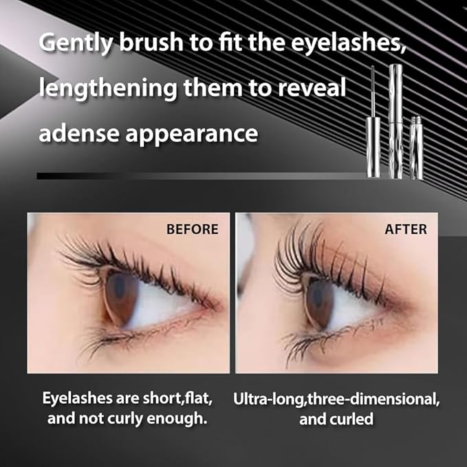 Iron Wand Mascara, 2026 New Length Curl Waterproof Quick-Drying Mascara, Waterproof Sweatproof Lengthening Curling Long Lasting Smudge Proof Tubing Mascara for Natural Lengthening (Black)