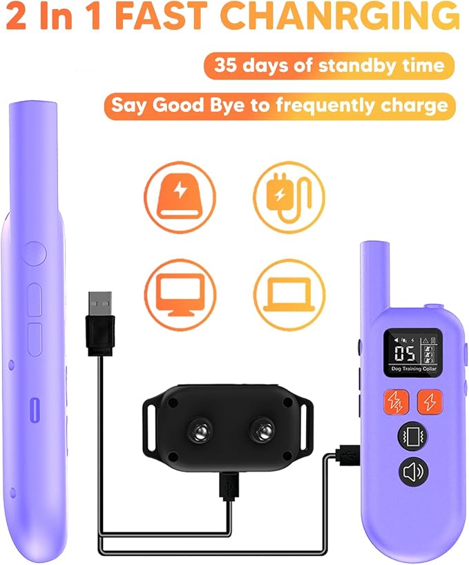 Dog Shock Collar - 3300FT Dog Training Collar with Remote, Flashing Light, IPX67 Waterproof Dog Collar with 6 Training Modes, Smart Dog E Collar for 15-120lbs Small Medium Large Dogs