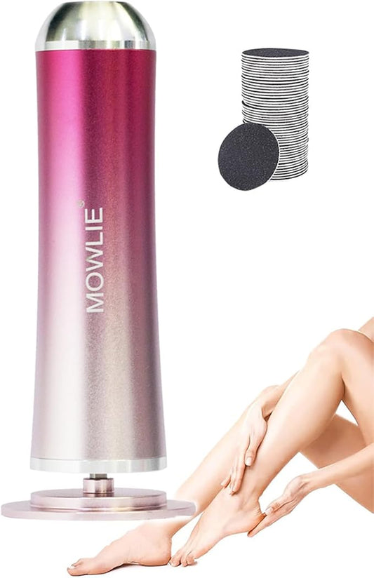 MOWLIE Electric Foot Callus Remover,Foot Scrubber & Callus Remover for Feet Foot Spa Pedicure Tool with 60 Grinding Discs Professional Electric Foot File Ideal (Light Pink)