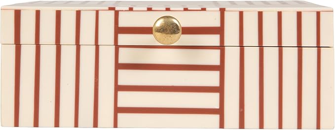 Bloomingville Terracotta & White Striped Resin Storage Box