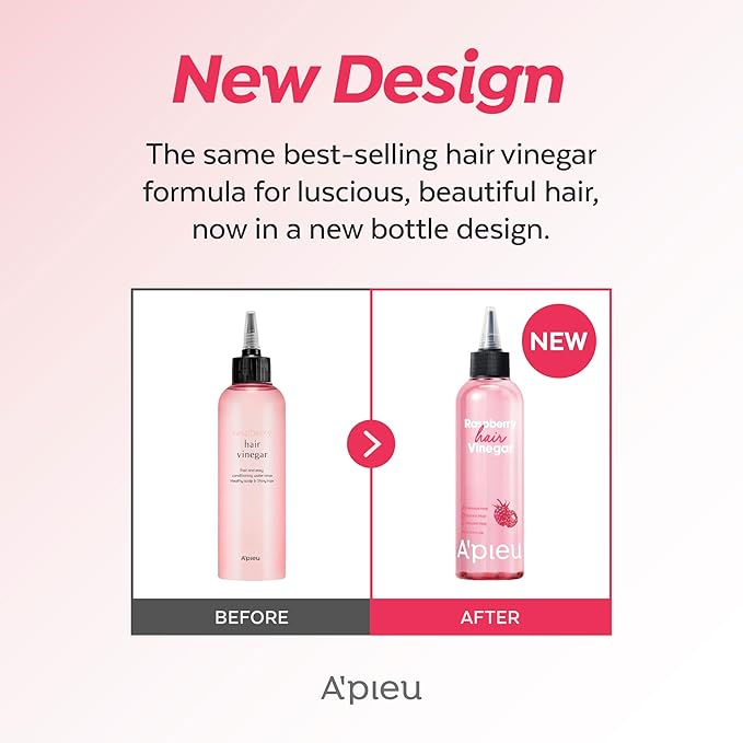 A’PIEU Raspberry Hair Vinegar [Refill] - Deep Scalp Clean & Detox for Oily Scalp, Buildup & Dandruff Scalp Treatment, pH-Balancing Rinse for Fresh, Shiny Hair, Korean Haircare, 6.76 fl oz