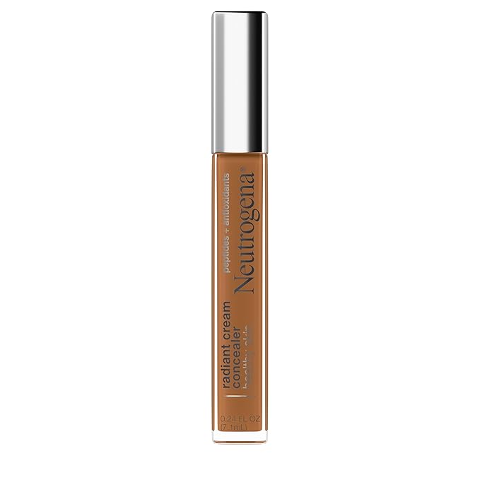 Neutrogena Healthy Skin Radiant Brightening Cream Concealer with Peptides & Vitamin E Antioxidant,Lightweight ing Concealer Cream,Non-Comedogenic,Pecan Medium/Deep 02 with warm undertones,0.24 oz