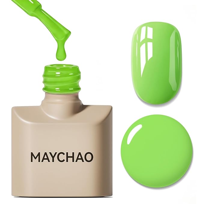 MAYCHAO 15ML Apple Green Gel Nail Polish 1Pc Bright Green Gel Polish Soak Off UV LED Nail Polish Nail Art Starter Manicure Salon DIY at Home, 0.5 OZ
