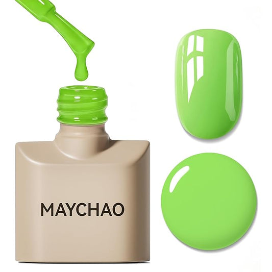 MAYCHAO 15ML Apple Green Gel Nail Polish 1Pc Bright Green Gel Polish Soak Off UV LED Nail Polish Nail Art Starter Manicure Salon DIY at Home, 0.5 OZ