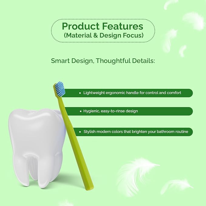 Ved ProCura Ultra Soft Toothbrush – Gentle Manual Toothbrush for Adults with 5,460 Super Soft Bristles for Sensitive Teeth and Gums (Green)