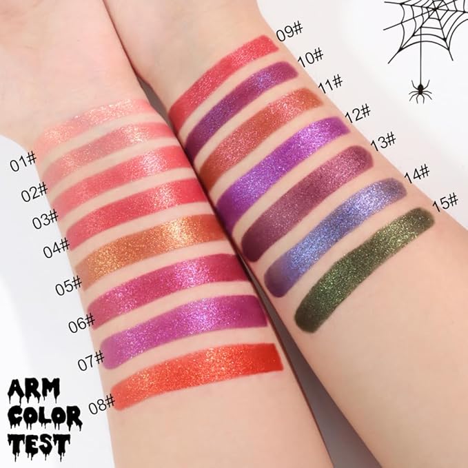 Kaely Dark Green Glitter Metallic Lipstick, Shimmer Metallic Lipsticks for Women, High Pigmented Lip Gloss Long Lasting Waterproof Smudge Proof 24 Hour, Halloween Makeup, Vegan & Cruelty-Free, 15