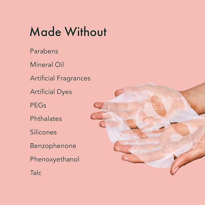 Rael Vitamin C Face Masks – Brighten + Glow with Pomegranate and Citrus Fruit Extract, All Skin Types, Korean Skin Care (5 Count)