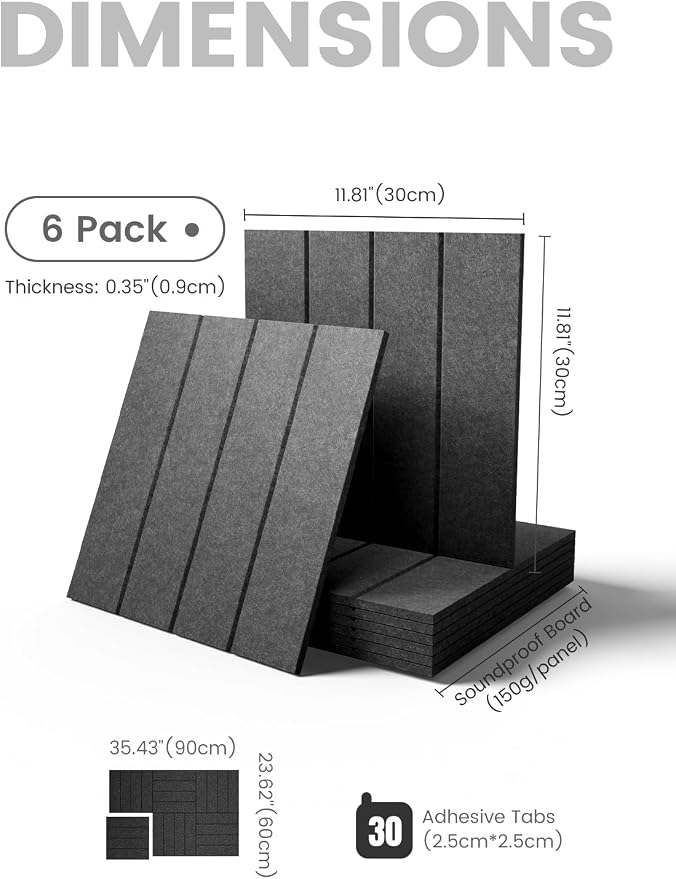 Fluxynara 36" x 24" Large Felt Bulletin Board, Charcoal Gray | 6 Pack Cork Board Alternative with 30 Safe Adhesive Tabs, Felt Pin Boards for Wall Decor, Home, Office, Classroom, Dorm