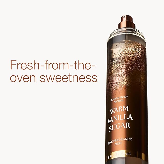 Bath & Body Works Warm Vanilla Sugar Fine Fragrance Mist, Body Spray & Perfume for Women, Long-Lasting Personal Fragrance, Sparkling Sugar and Sweet Vanilla Scent, 8 fl oz - 1 Pack