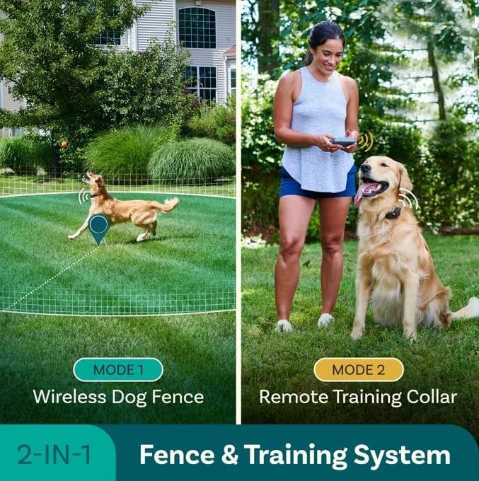 Wireless Dog Fence, Pet Boundary Containment System, Rechargeable Waterproof Training Collar Receiver, Vibrate/Shock Dog Fence, Safe Effective, Electric Pet Fence for Stubborn Dogs,for1dog