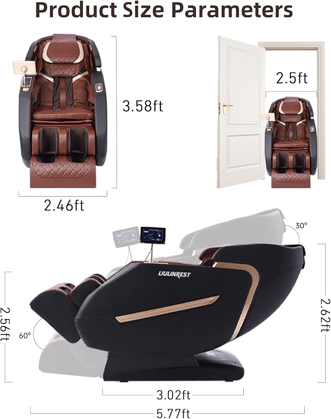 2025 4D Massage Chair Full Body, Zero Gravity Massage Chair with SL-Track & Heating, Massage Shiatsu Recliner Chair with Smart Voice Control, Touchable Screen, Airbags (Brown)