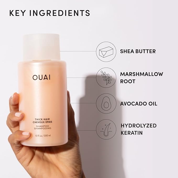 OUAI Thick Shampoo Refill - Moisturizing Shampoo with Keratin, Marshmallow Root, Shea Butter & Avocado Oil for Thick Hair - Strengthens & Hydrates - Paraben, Phthalate & Sulfate Free (32 Fl Oz)