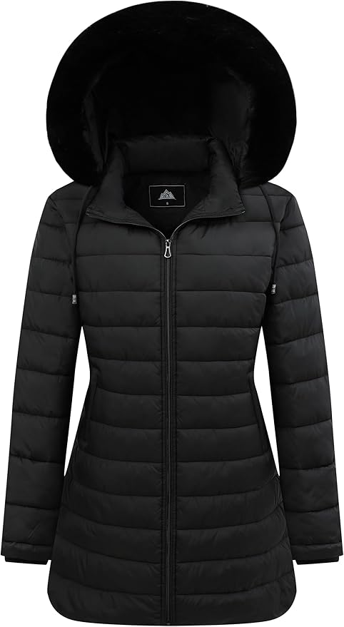 GOLDLADIES Women's Waterproof Long Down Jacket,Warm Winter Hooded Puffer Coat Thickened for Hiking Outdoor