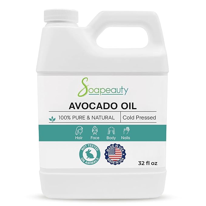 Soapeauty Avocado Oil for Skin & Hair - Cold Pressed - 100% Pure & Natural - Carrier Oil for Essential Oils - Massage Oil - 32 fl oz
