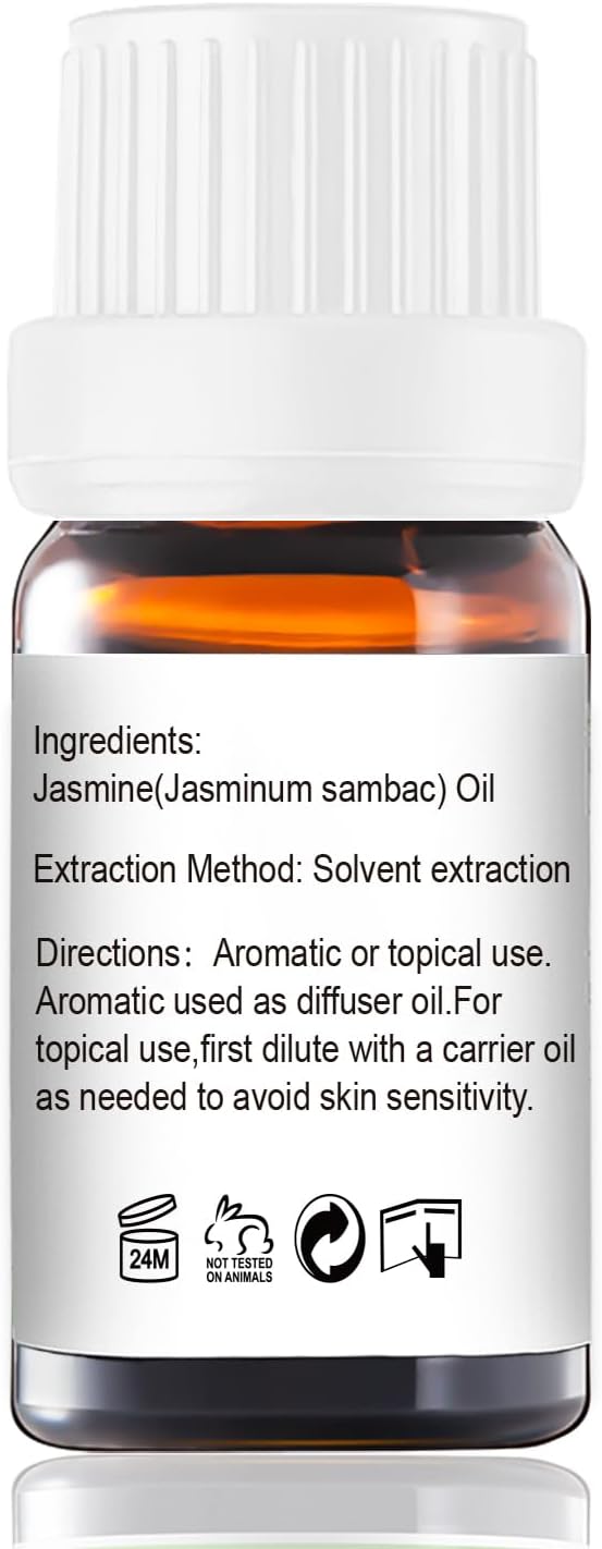 GM Gumili Jasmine Essential Oil - Pure Organic Jasmine Oil for Skin, Hair, Diffuser, Spray, Roll On, Body, Massage - Floral Scent, 10mL