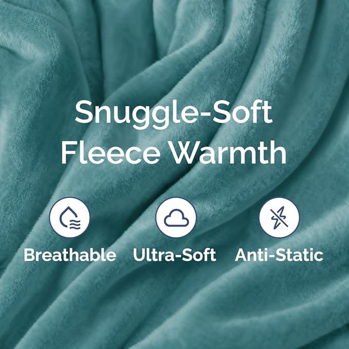 Fleece Blanket King Size - Ultra-Soft Flannel Fleece Blanket - Turqoise | Soft, Warm, Outdoor Picnic Blanket for Camping, Travel, Lightweight, Cozy, Anti-Static, Home Decor Gifts for Men & Women