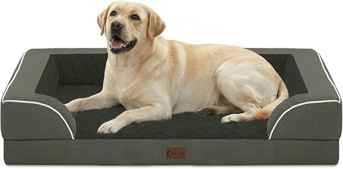 Orthopedic Dog Bed for Extra Large Dogs, 45x35in, Dark Green | Orthopedic Foam Relieves Joint Pressure, Bolsters Supports Head And Neck, Washable Cover, Non-Slip Bottom