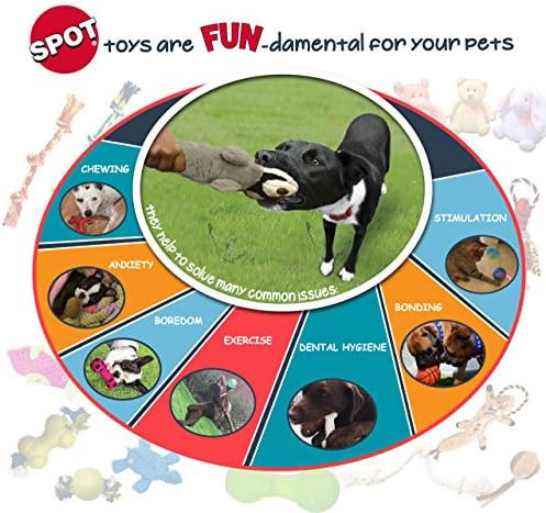 SPOT Ethical Pets Push to Mute Dog Toy, Ball with Strap