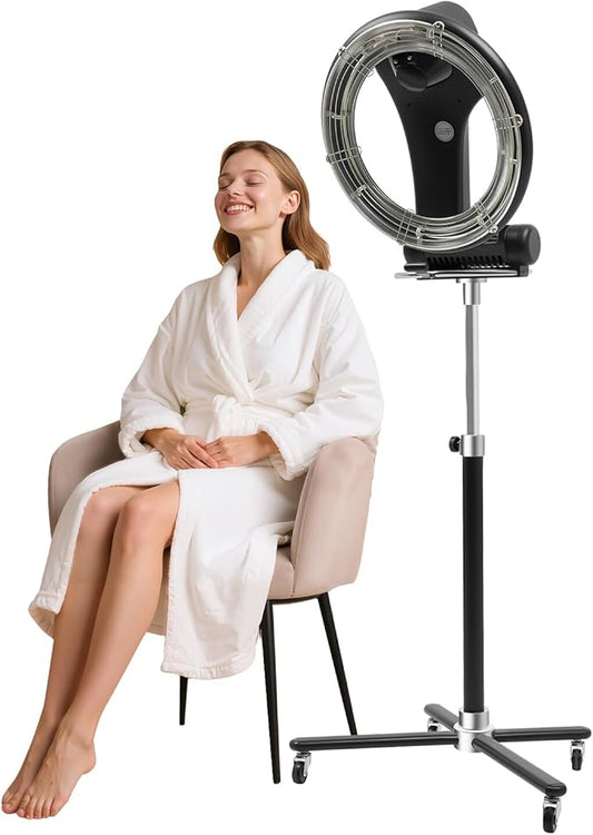 3 in 1 Orbiting Infrared Hair Dryer-Hair Steamer, Professional Infrared Hair Color Processor & Multi-Function Dryer Accelerator, Adjustable Height Standing Salon Hair Dryers w/Rolling Base 1000W 110V